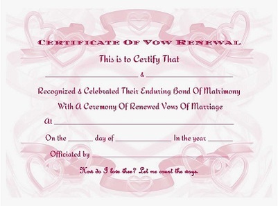 Vow Renewal Certificate Red template