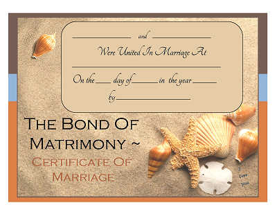 beach theme marriage certificate