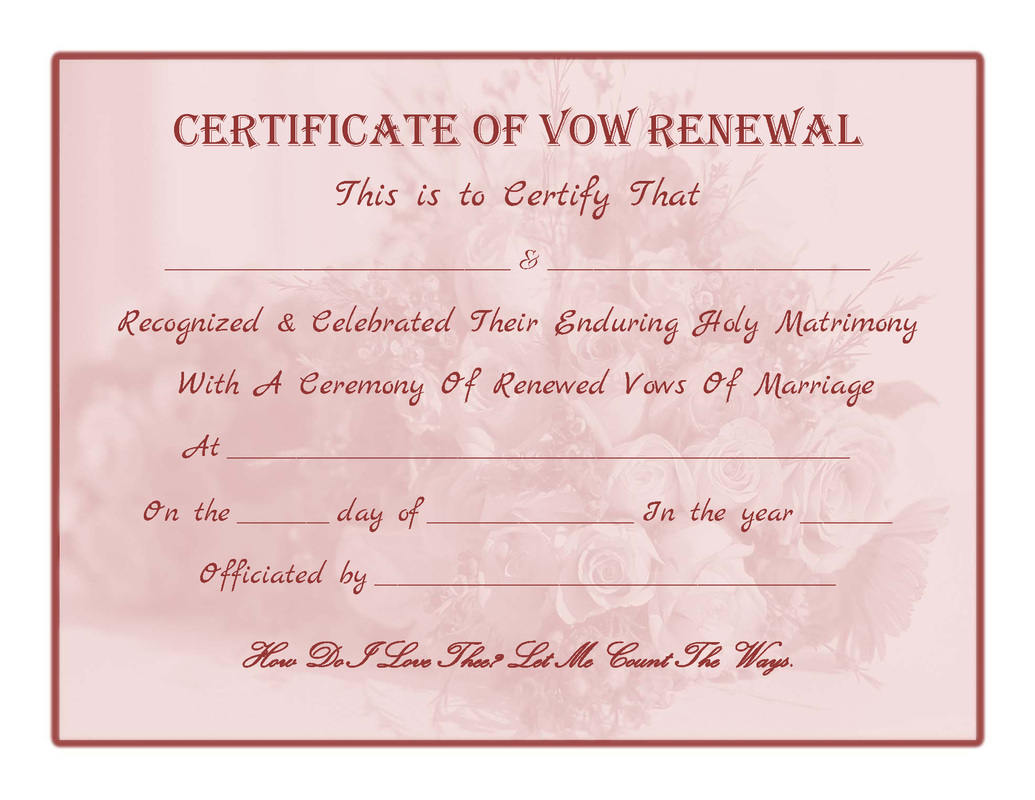 Free Printable Certificate Of Vow Renewal