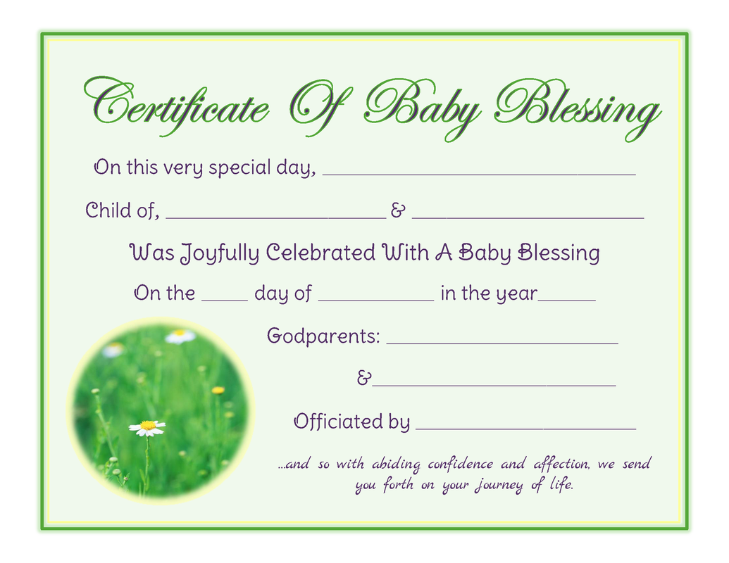 baby blessing certificate