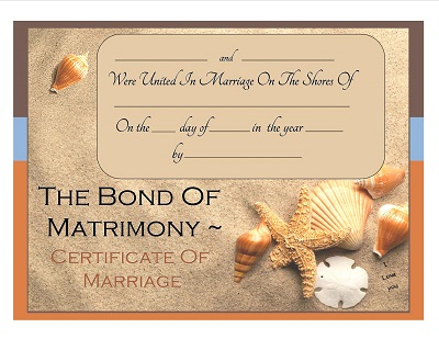 Beach Themed Keepsake Marriage Certificate free download
