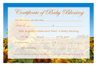 Baby blessing certificate template