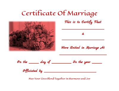 Marriage Certificate Red Rose