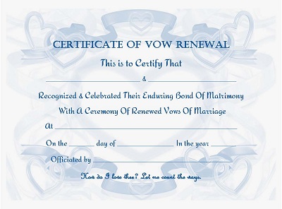 free printable vow renewal certificate