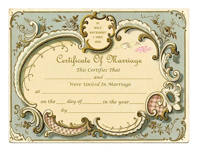 Vintage Themed Marriage Certificate 