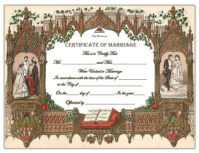 old fashioned marriage certificate