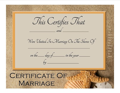 Free Printable Beach Themed Marriage Certificate