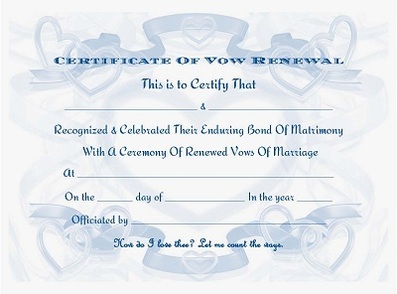 Vow Renewal Certificate Blue template