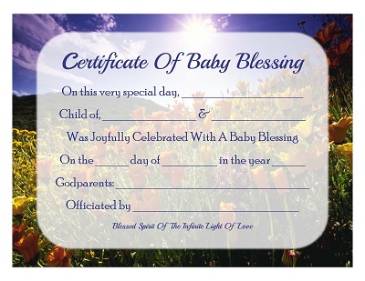 Baby Blessing Certificate
