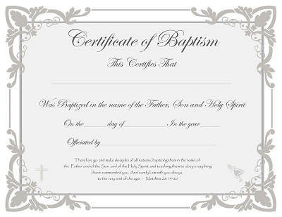 Certificate of Baptism Template Free Download