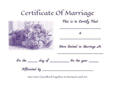 Purple rose Certificate Of Marriage free printable