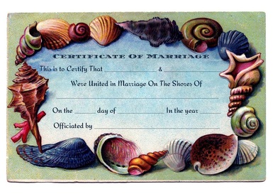 Vintage Marriage Certificate Beach Themed