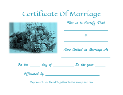 Certificate Of Marriage template blue rose