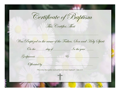 Certificate of Baptism free christian graphics