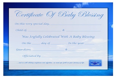 Certificate Of Baby Blessing