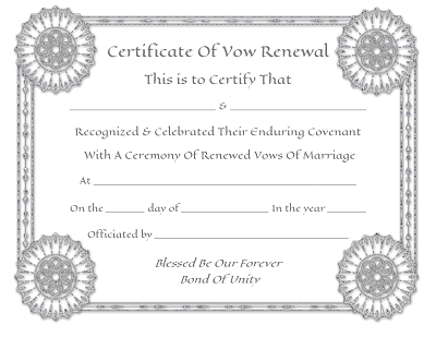 Celtic Themed Vow Renewal Certificate
