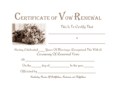 Certificate of Vow Renewal free printable