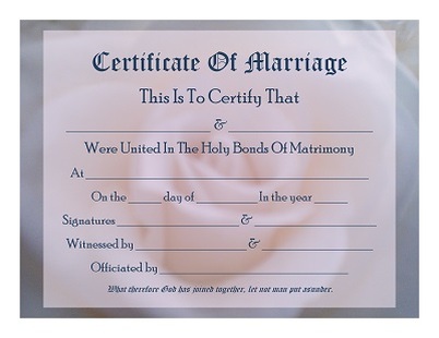 Free Marriage Certificate Printable