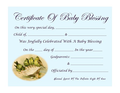 Certificate Of Baby Blessing